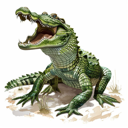 Alligator in realistic style with flat random background