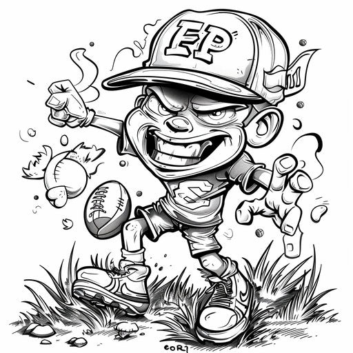 Cartoon football player in a playful setting