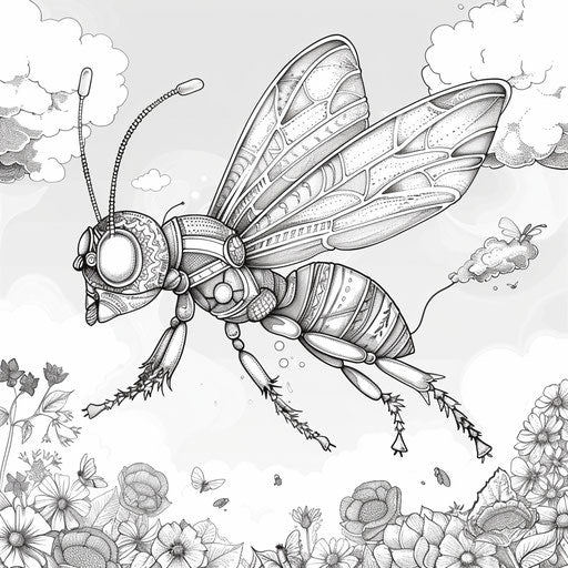 Whimsical ant superhero flying