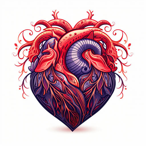 Heart outline in Chiaroscuro Art style, on white background