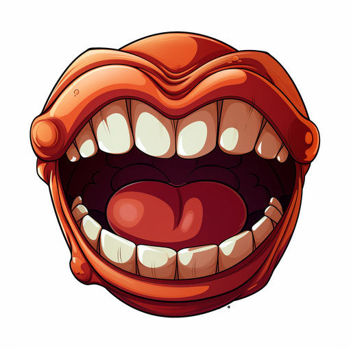 Cartoon mouth in Chiaroscuro Art style, on white background