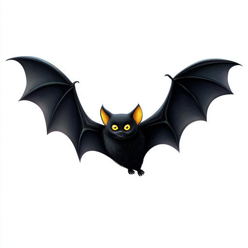 Stylized black bat with bright yellow eyes