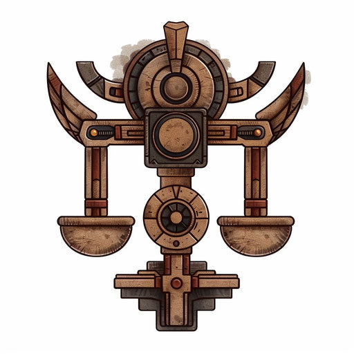 Sketch of historic balance artifact with deep browns