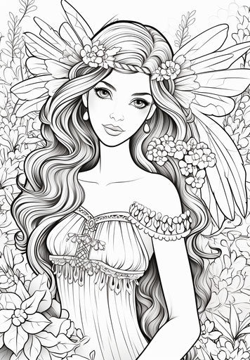 Princess fairy coloring pages, fantastical creatures