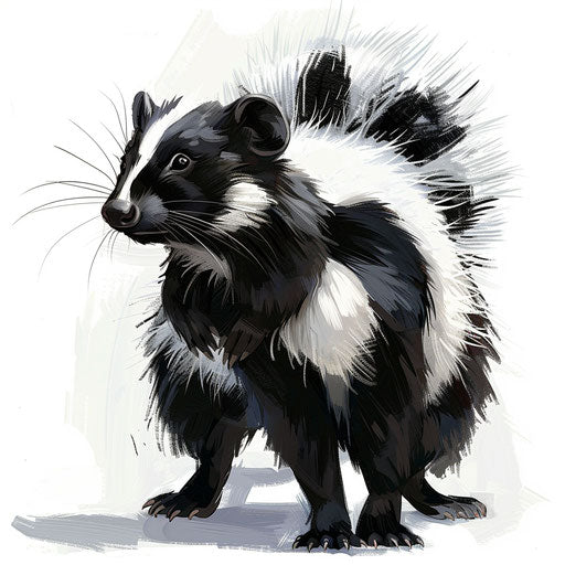 Skunk clipart in photo realistic style on flat white background
