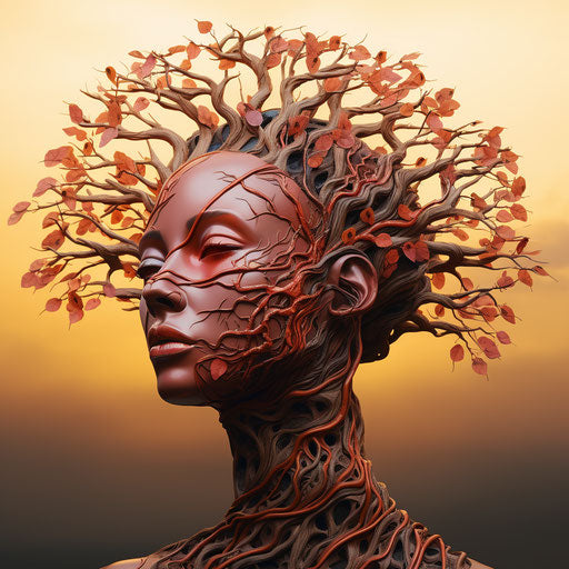 Birds on tree branches at sunset