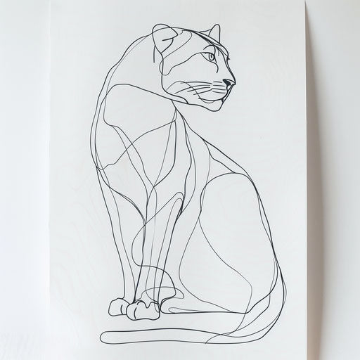 Minimalist panther tattoo on white display board