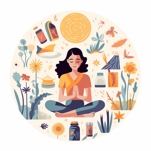 Self care illustration in the style of Impressionistic Art, on white background