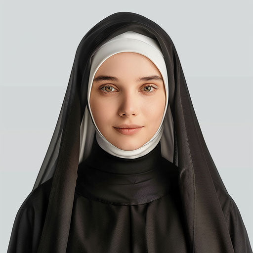 Realistic nun clipart on white background
