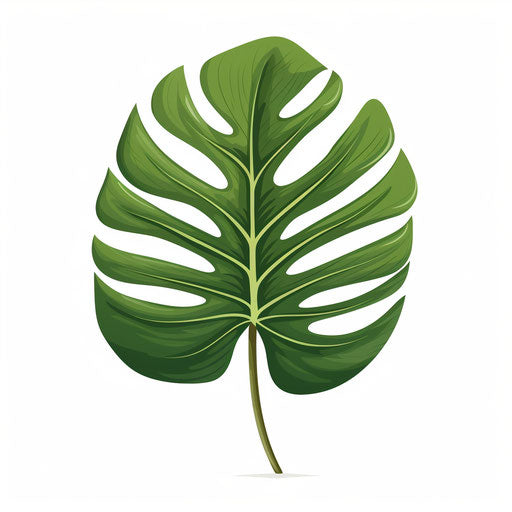 Monstera leaf in Minimalist style, on white background