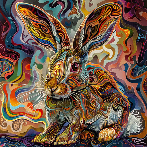 Rabbit in vibrant swirls