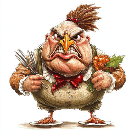 Humorous caricature of a Thanksgiving celebration image