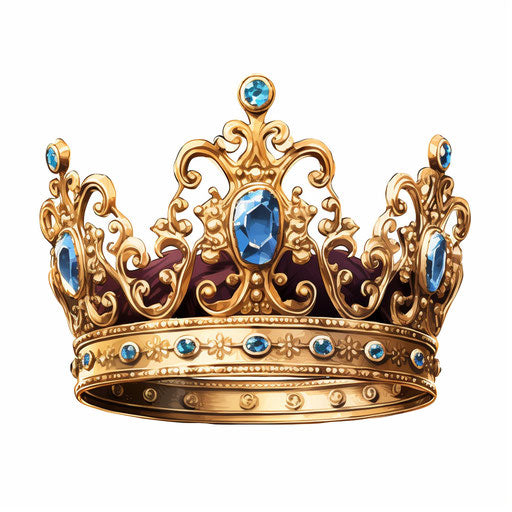 Queen crown in the style of Chiaroscuro Art, on white background