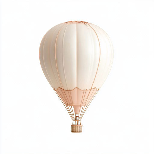 3D hot air balloon on white background, photo realistic