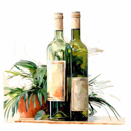 Wine bottle in the style of Impressionistic Art