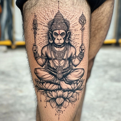 Sak Yant tattoo with a mystical Hanuman figure