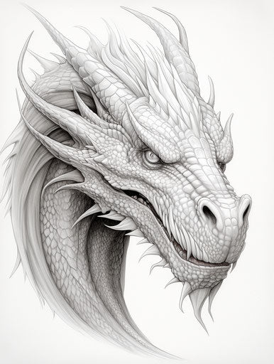 Intricately sculpted dragon head in Ruth Sanderson style