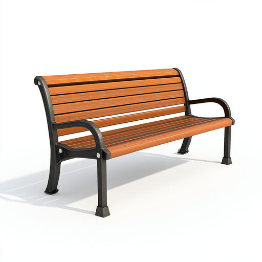 3D bench on flat white background, isolated clipart