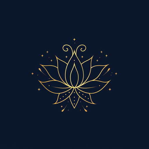 Logo with a stylized lotus flower for purity and enlightenment