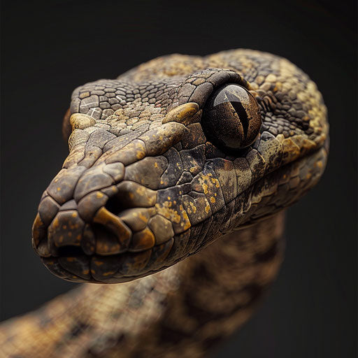 Titanoboa with a curious look, in the style of Elke Vogelsang