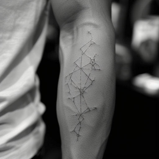 Minimalist tattoo of a constellation with delicate linework
