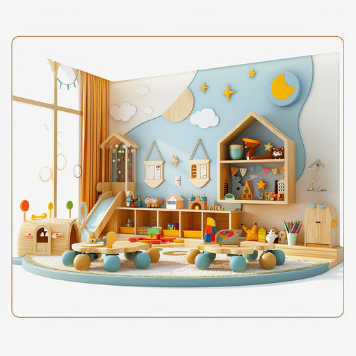 Photo realistic daycare clipart on flat white background