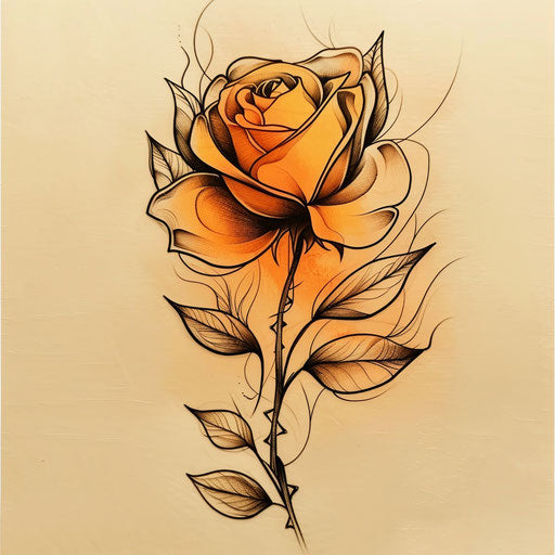 Elegant tattoo sketch of an amber rose