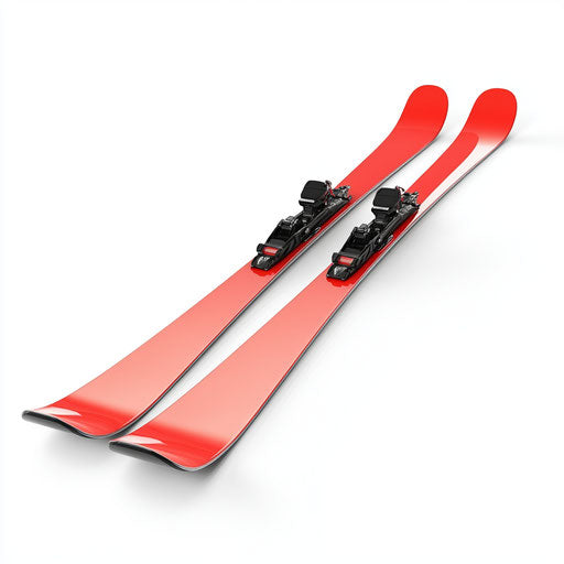 3D ski in photo realistic style on flat white background, isolated clipart