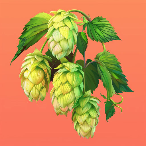 Hop clipart with flat random color background in photo realistic style