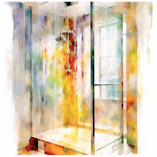 Shower illustration in the style of Impressionistic Art