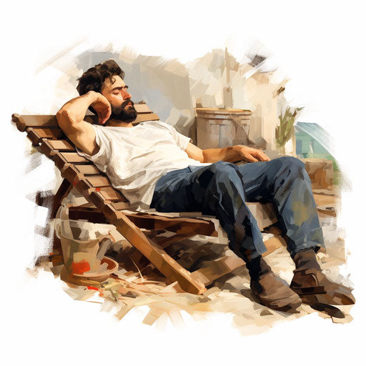 Lazy clipart in the style of Oil painting, on a white background