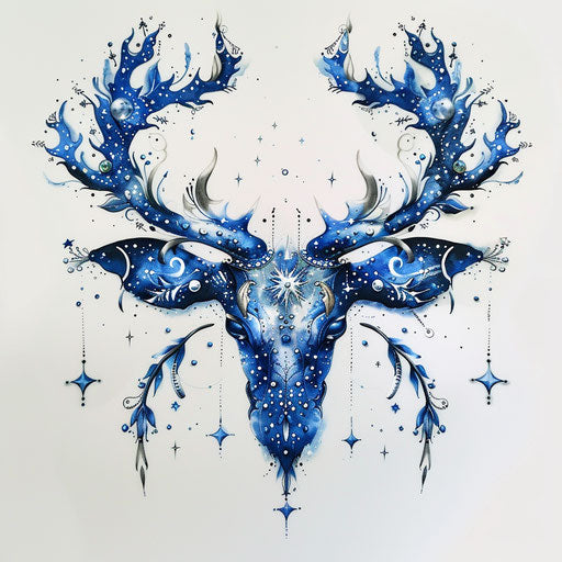 Cosmic tattoo of Orion the hunter with blue stars