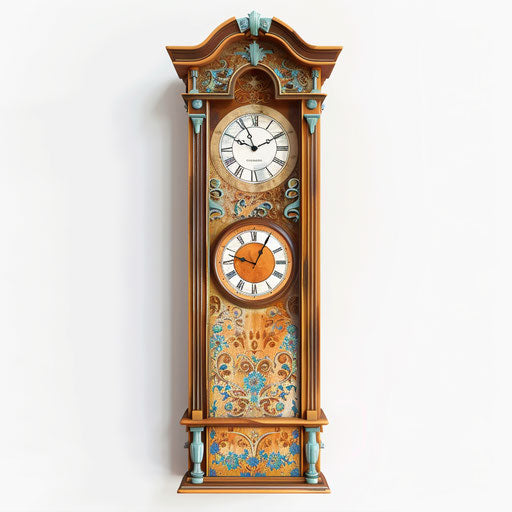 Realistic grandfather clock clipart on flat white background