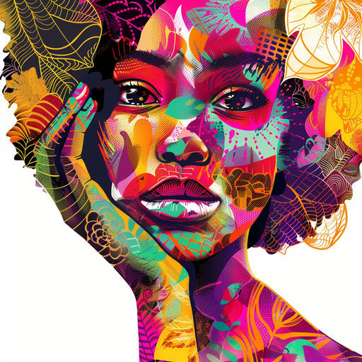 Photorealistic people clipart on flat white background, vibrant hues and intricate patterns