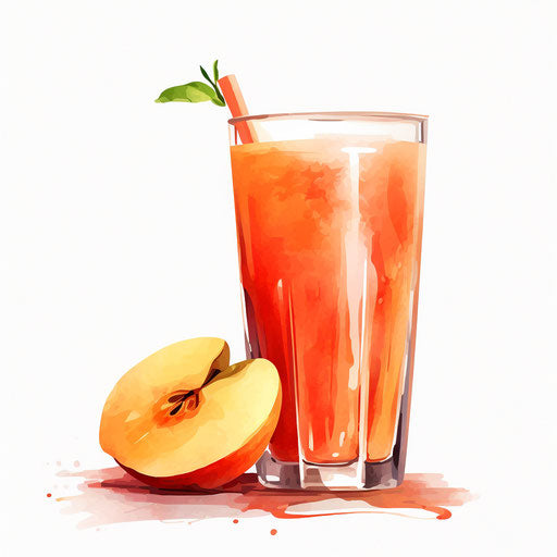 Illustration of juice in the style of Impressionistic Art, on white background