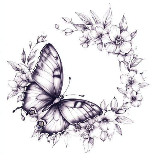 Delicate butterfly tattoos for women on white background