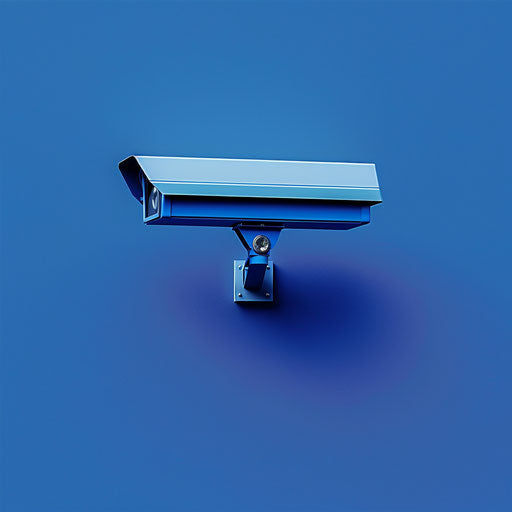 Realistic security clipart shining on flat royal blue background