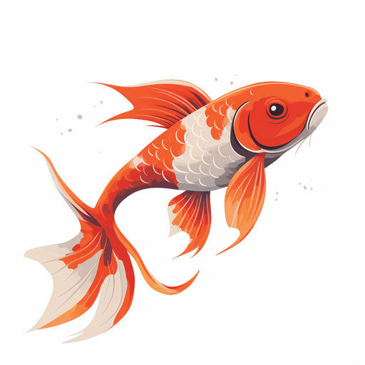 Koi fish clipart in Minimalist style, on white background