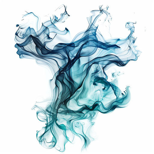 Oceanic blue and teal smoke forming a tattoo