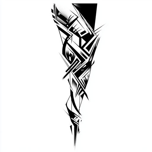 Male thigh tattoo with abstract geometric pattern
