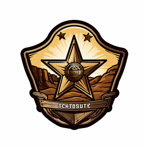 Minimalist sheriff badge on white background