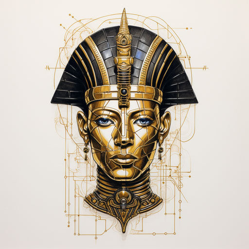 Portrait of an Egyptian Pharaoh in Afrofuturism-Inspired Style
