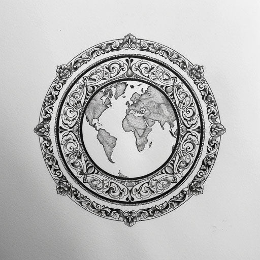 Earth-inspired flat tattoo sketch of intricate mandala