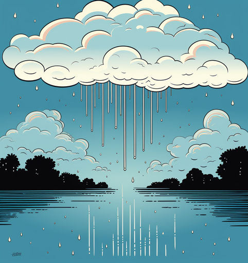 Rain and cloud vector clip art, comic book influenced