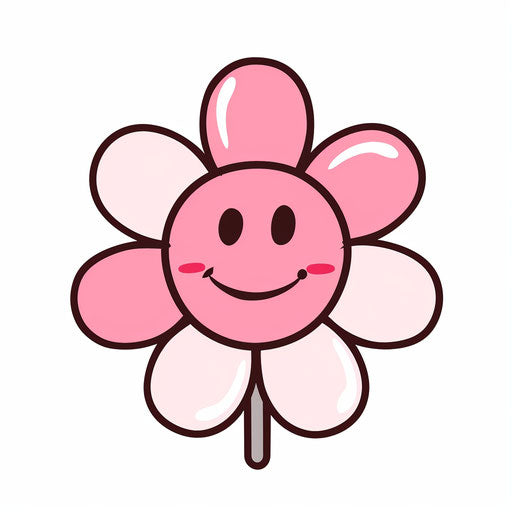 Smiling pink flower on white background