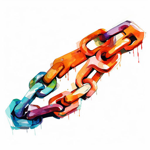 Chain clipart in the style of Impressionistic Art, on white background