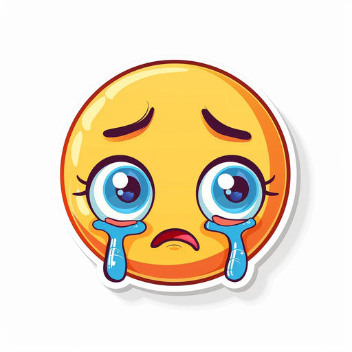 Cute crying emoji in sticker style