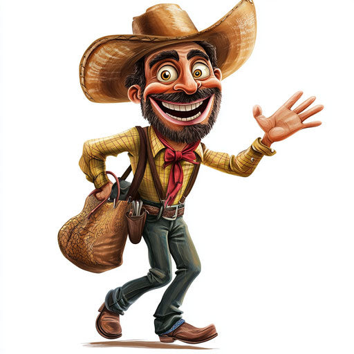 Humorous caricature of a western caricature with human characte