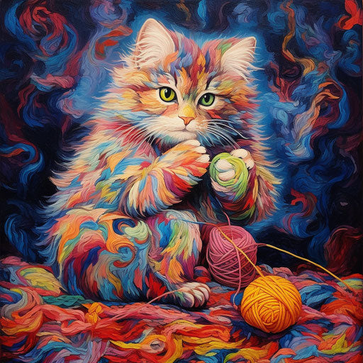 Cat playing with yarn
