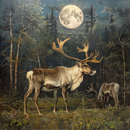 Woodland caribou in a tranquil clearing